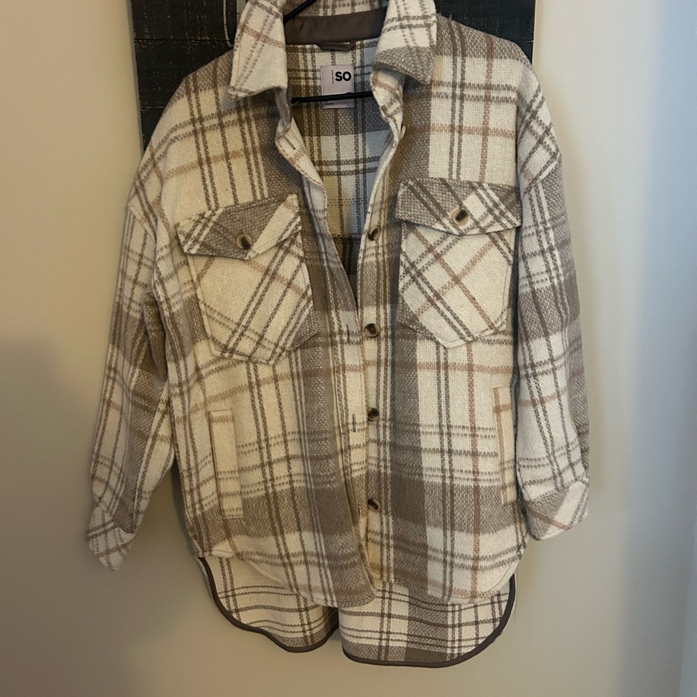 SO Plaid Jacket in Cream and Gray
